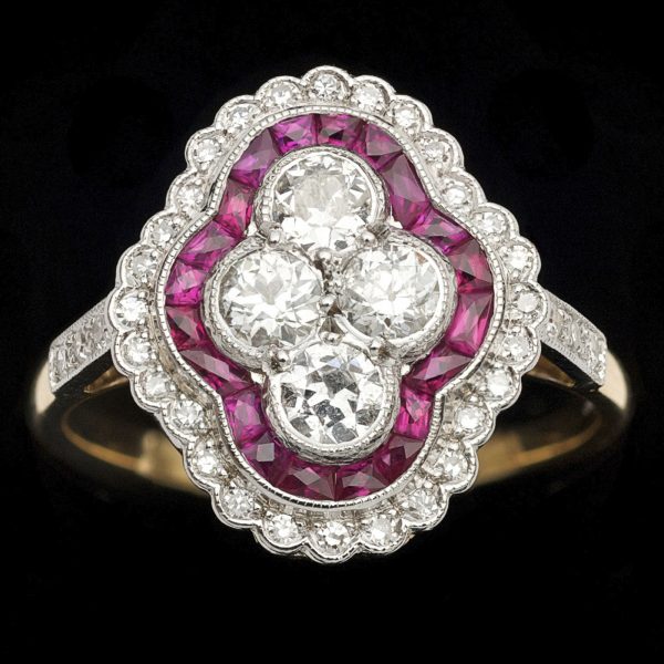 Art Deco style diamond and ruby ring