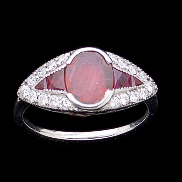 Art deco ruby and diamond ring