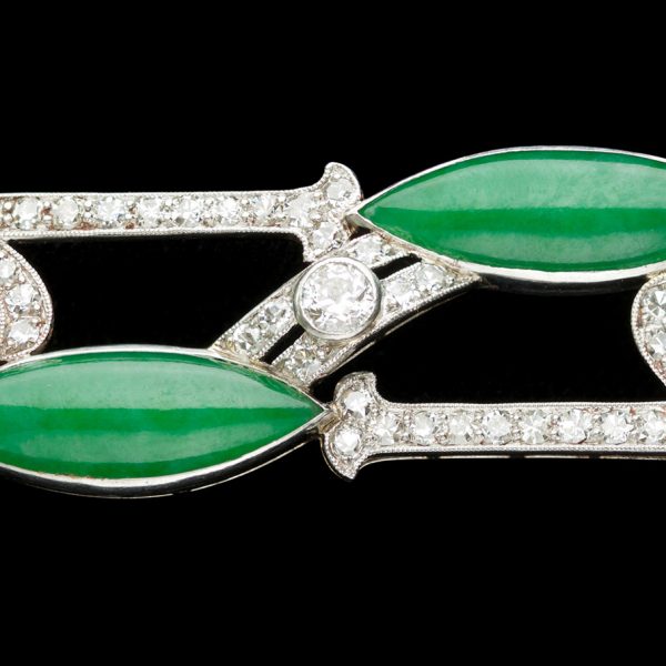 Art Deco diamond and jadeite brooch