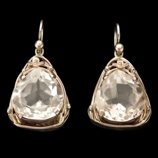 Silver mounted rock crystal earrings attributed to Rhoda Wager