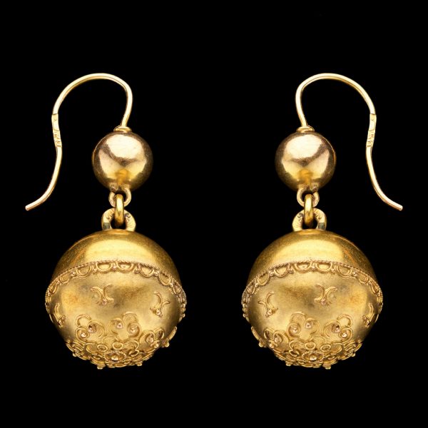 15ct gold ball earrings decorated with granulation