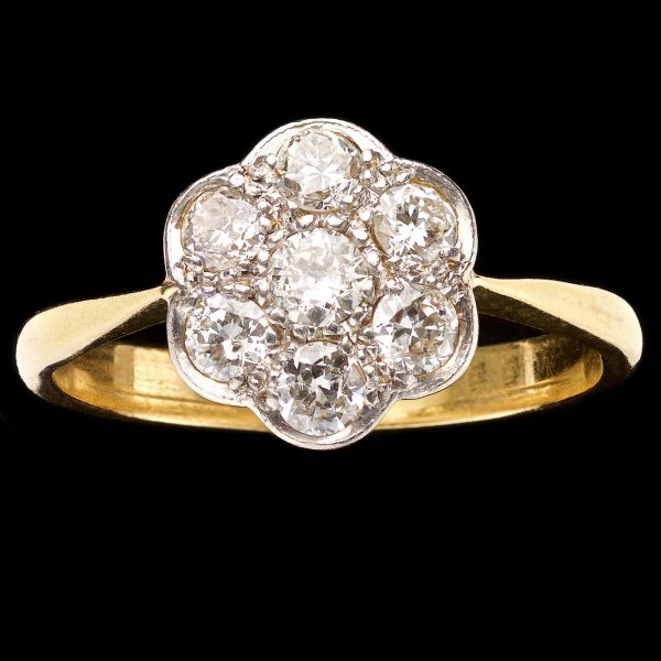 Diamond floral cluster ring, platinum &18ct gold setting