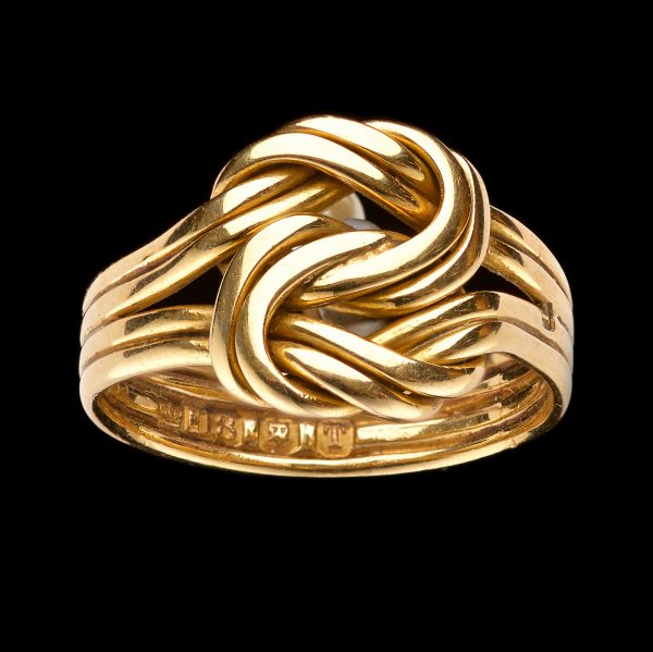 18ct rose gold knot ring, hallmaked London 1894
