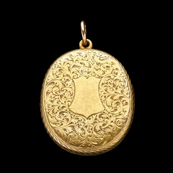 Victorian oval 15ct engraved gold locket
