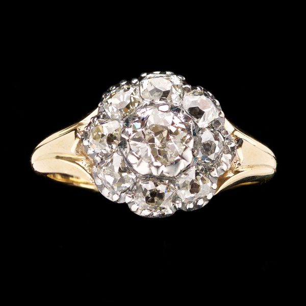Victorian floral cluster ring, 18ct gold setting,circa 1890