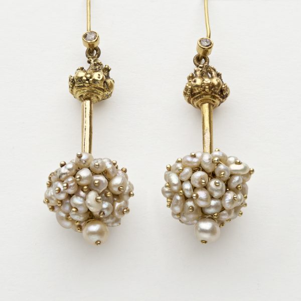 Indian 18ct gold earrings with Basara pearl drops