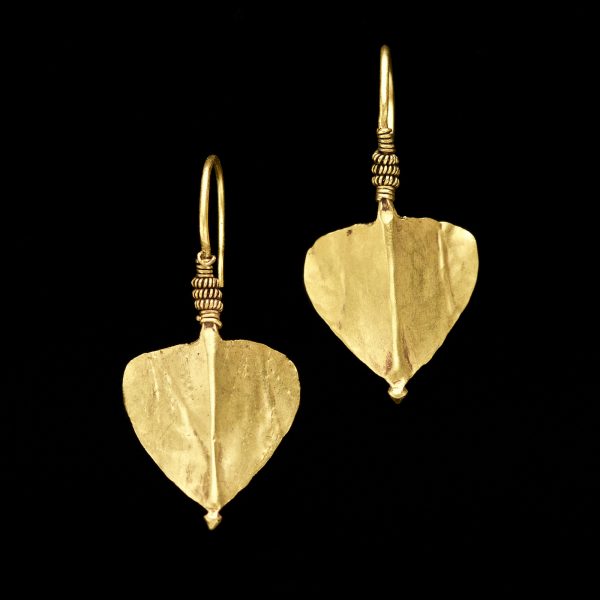 Indian 22ct gold leaf shaped earrings