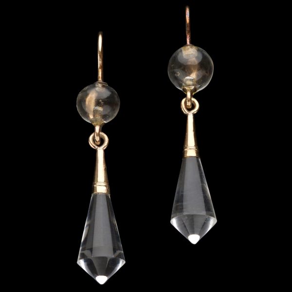 Art Deco rock crystal kite shaped pendants mounted in 18ct gold