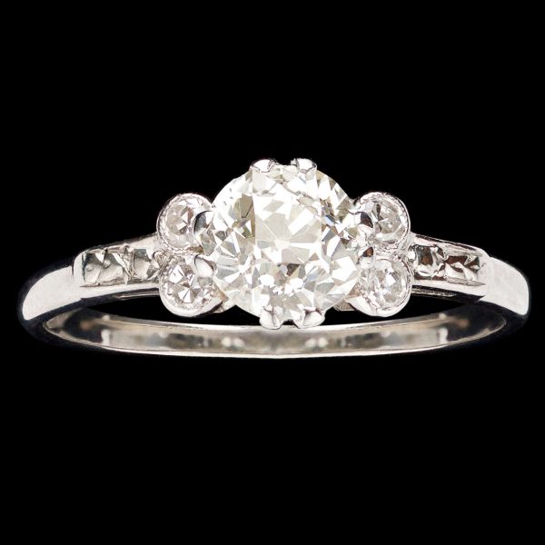 Diamond solitaire ring, 0.50ct the shoulders each set with small diamonds